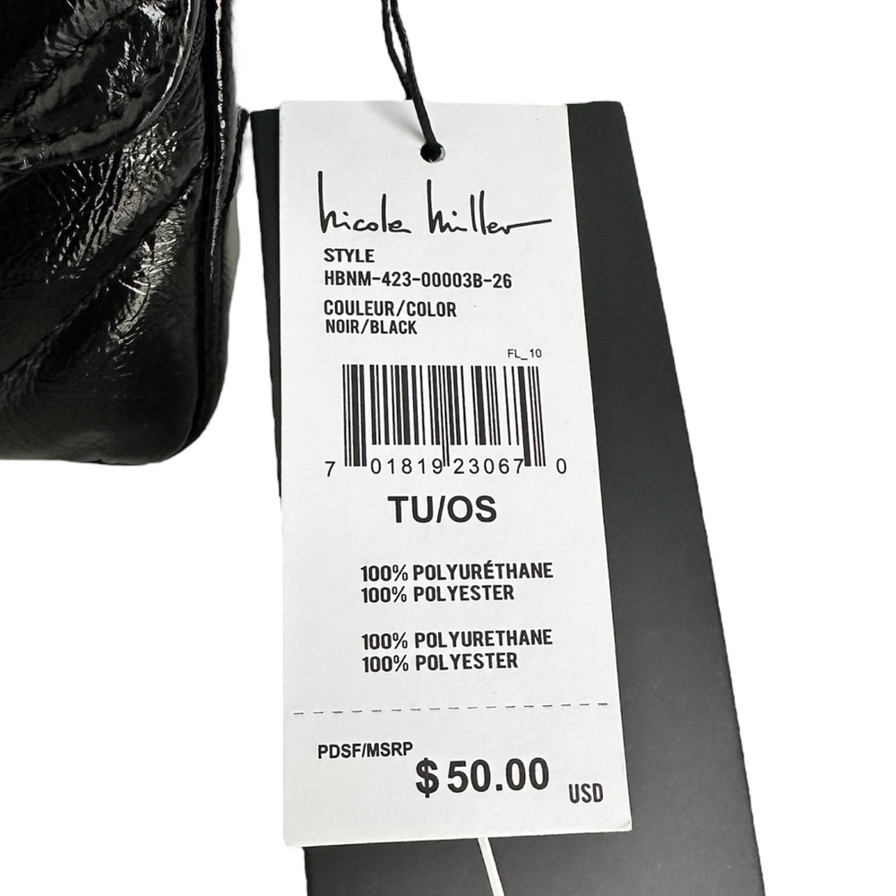 NICOLE MILLER Black Quilted Adjustable Crossbody Shoulder Handbag Women NWT $50 - Picture 8 of 12
